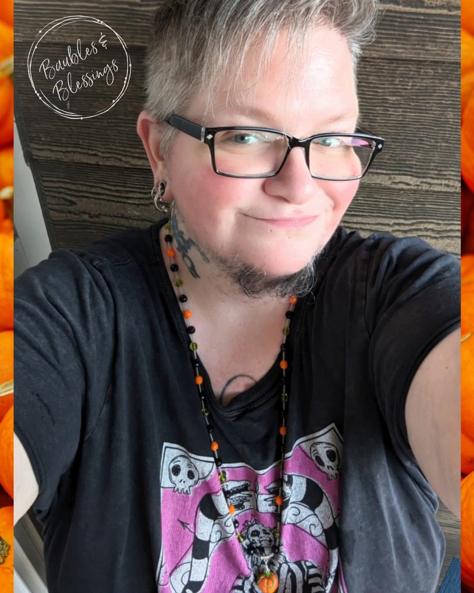 Pumpkin Necklace with Czech Glass & Onyx (MTO)