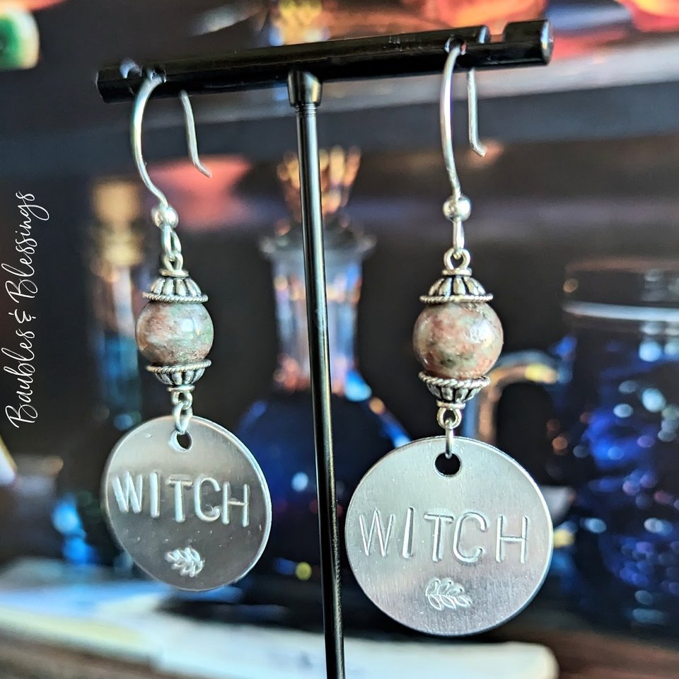 Hand-Stamped WITCH Earrings: Choose Your Style