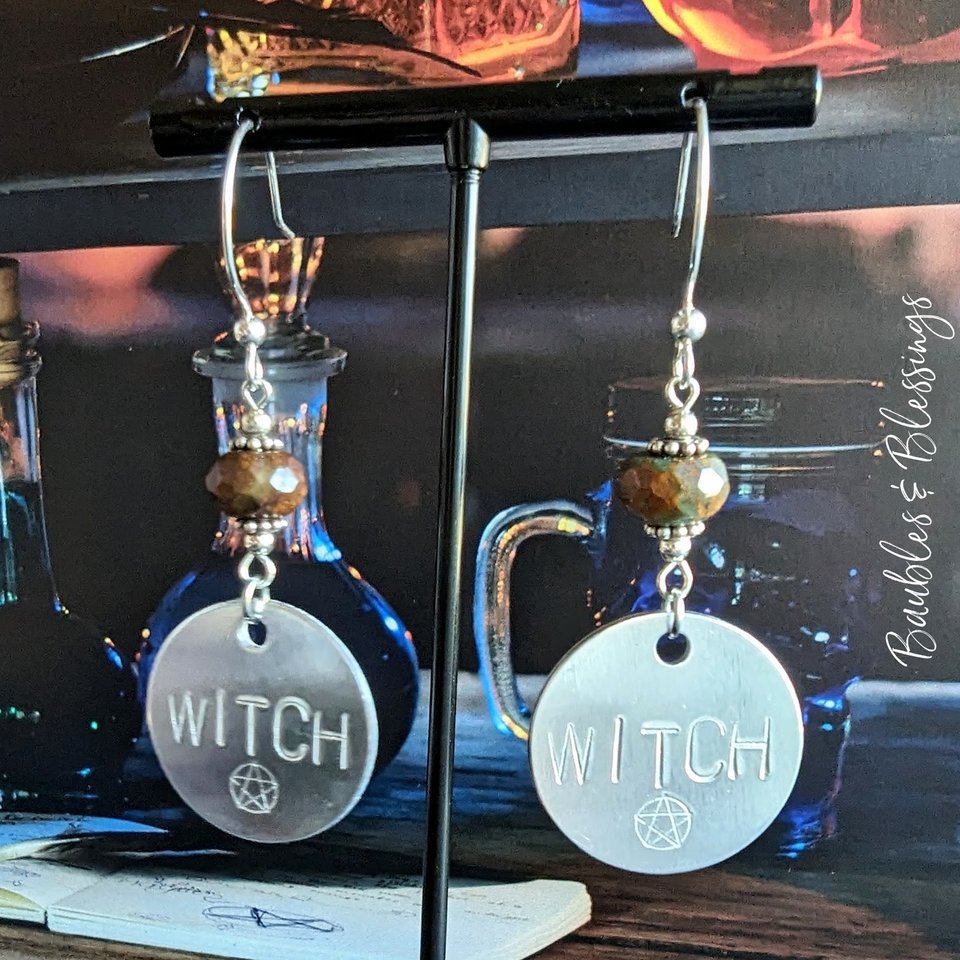 Hand-Stamped WITCH Earrings: Choose Your Style