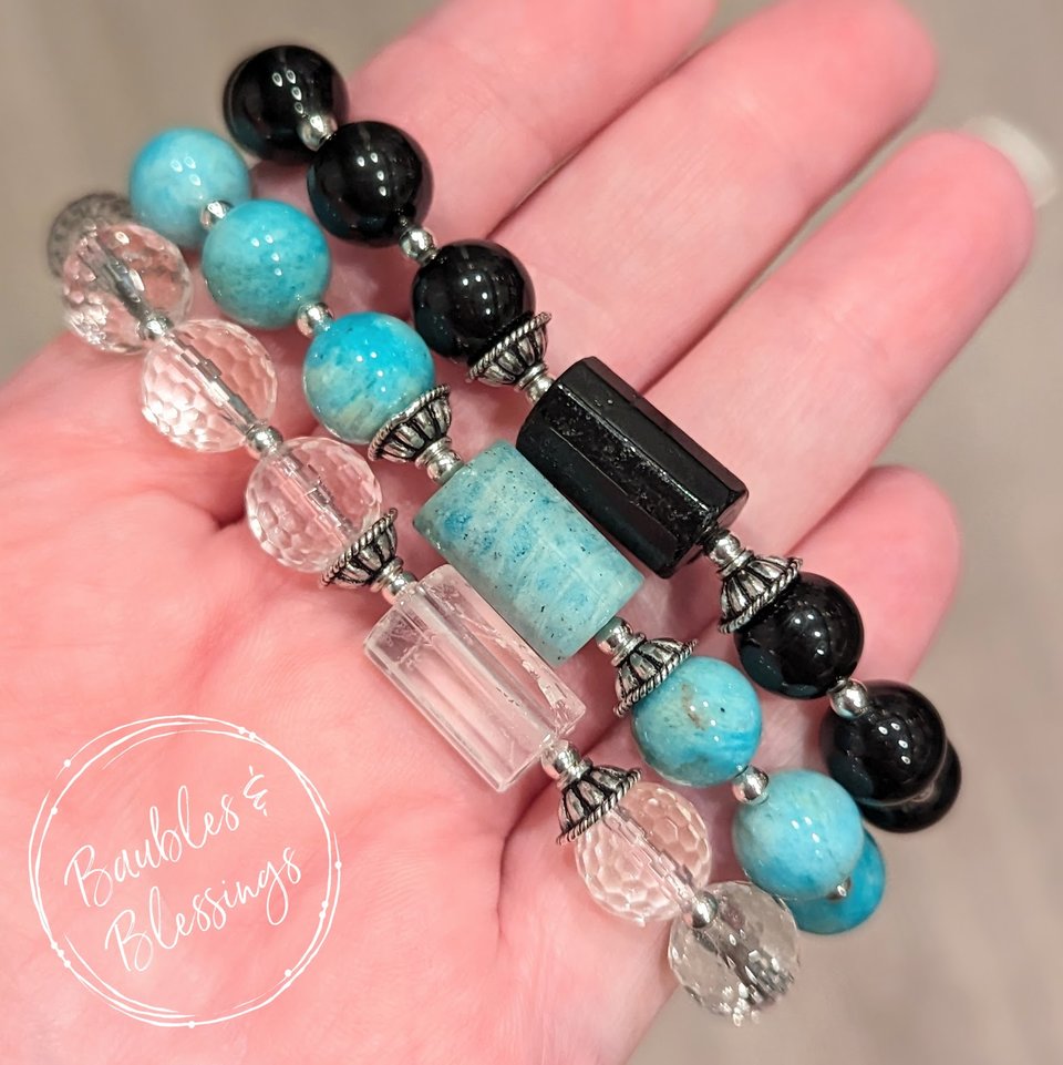Gemstone Stretch Bracelets with Sterling Silver (MTO)