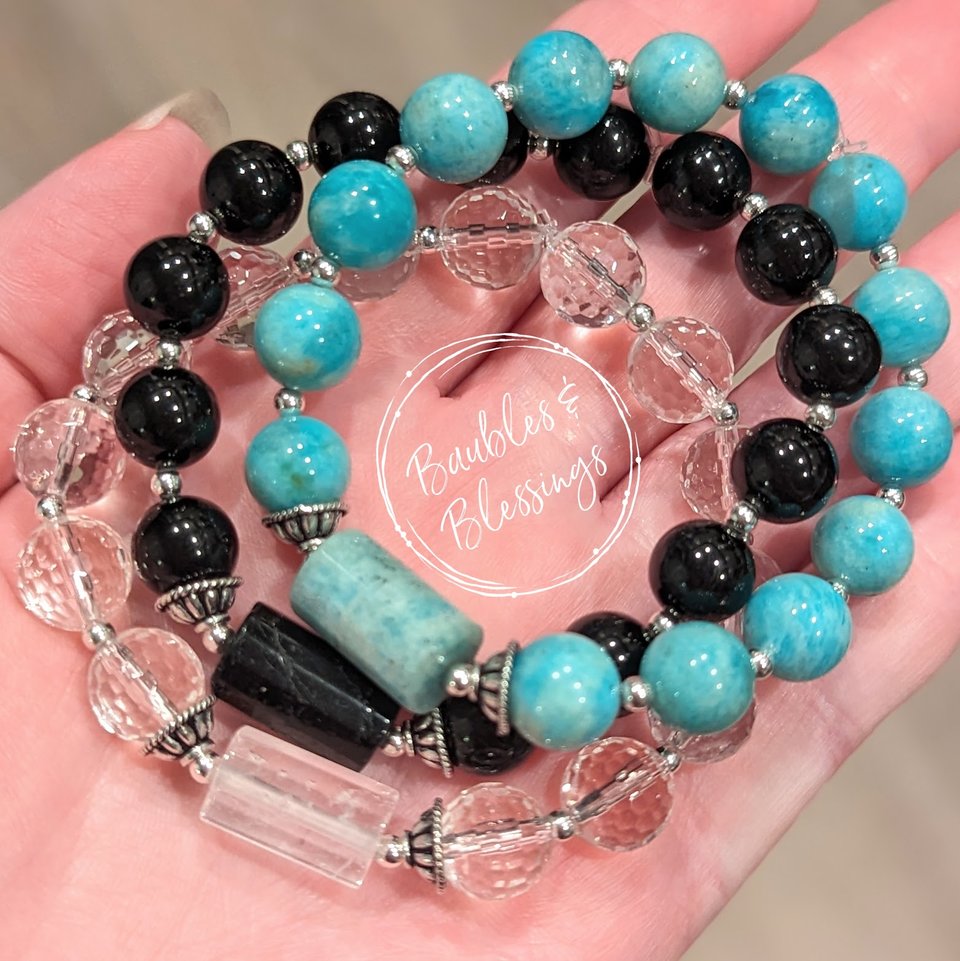 Gemstone Stretch Bracelets with Sterling Silver