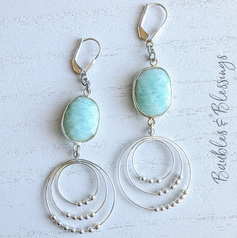 Boho Movement Earrings with Sterling Silver & Amazonite