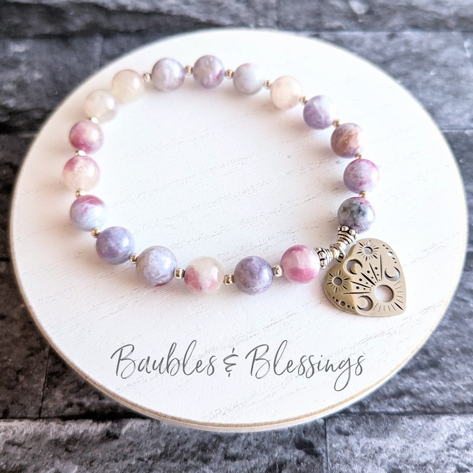 Pink & Red Quartz Stretch Bracelets with Sterling Silver (MTO)