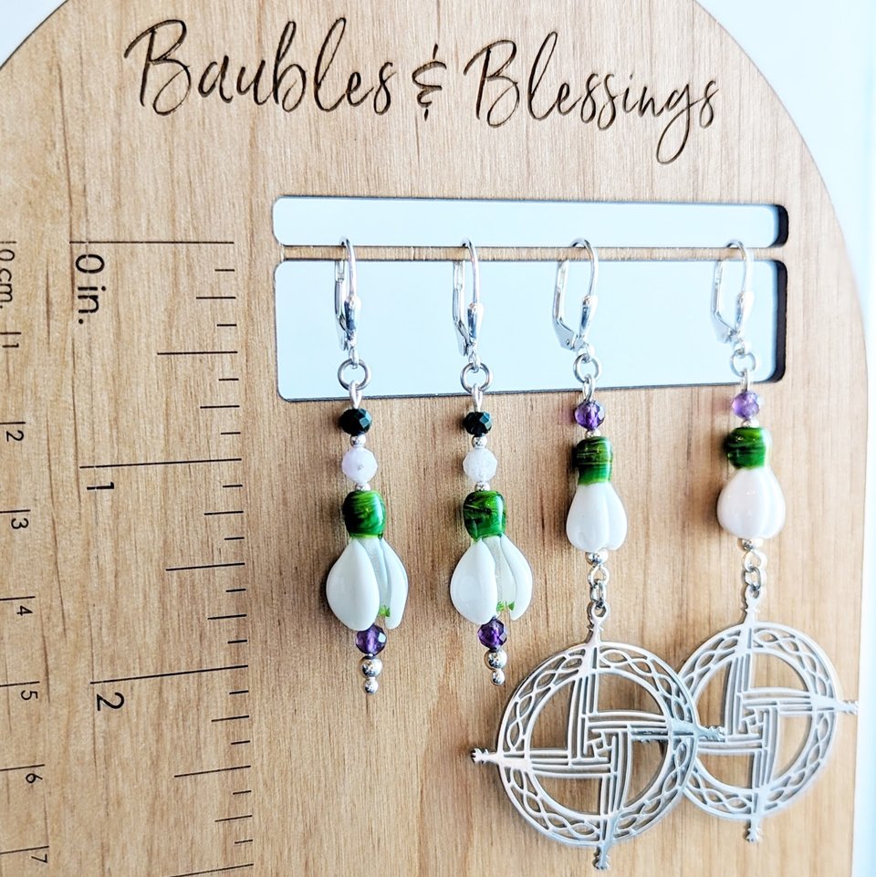 Elegant Lampwork Snowdrop Earrings