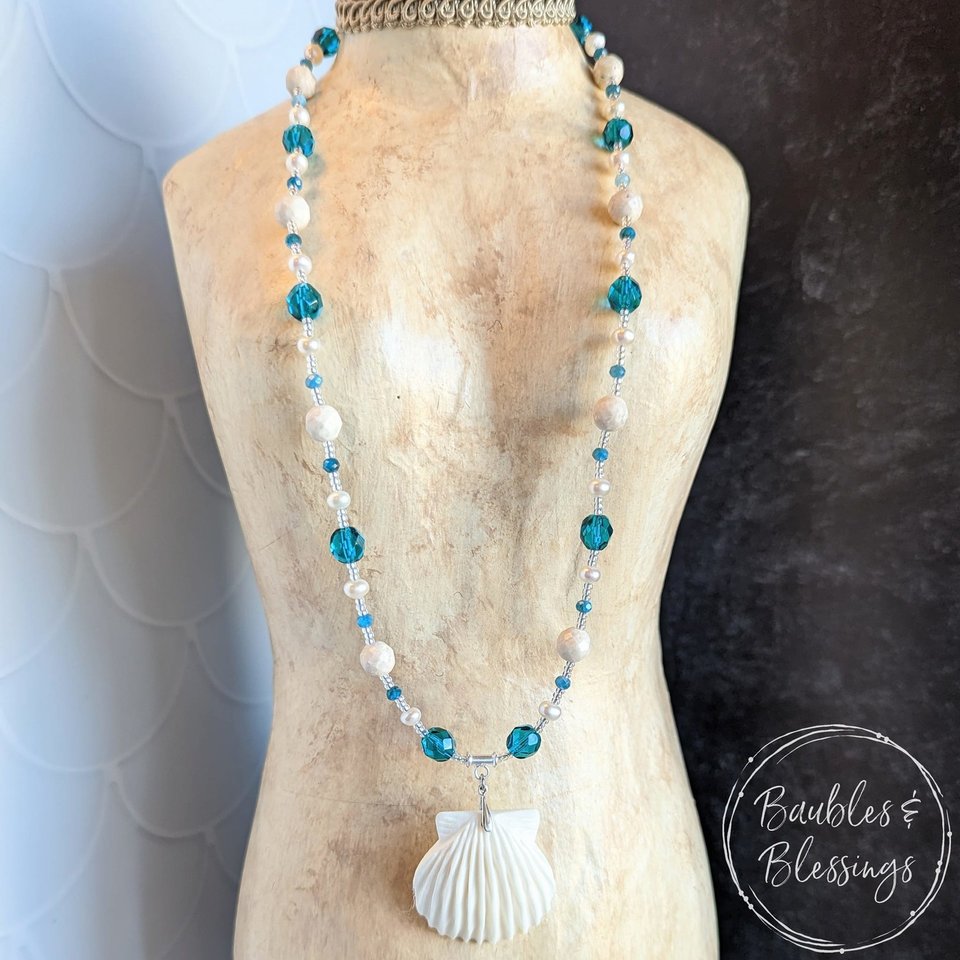 Sweet Seashell Necklace with Bone Pendant