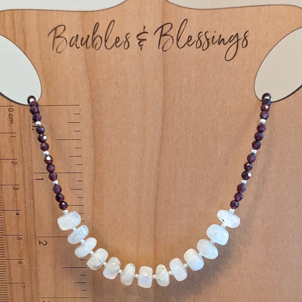 Sweet n' Simple Garnet & Moonstone Necklace