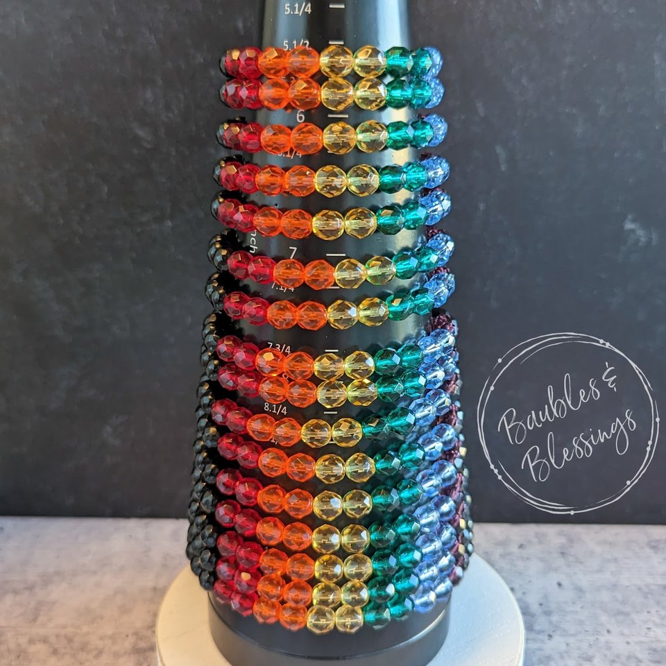 Rainbow Czech Glass & Onyx Pride Bracelets (MTO)