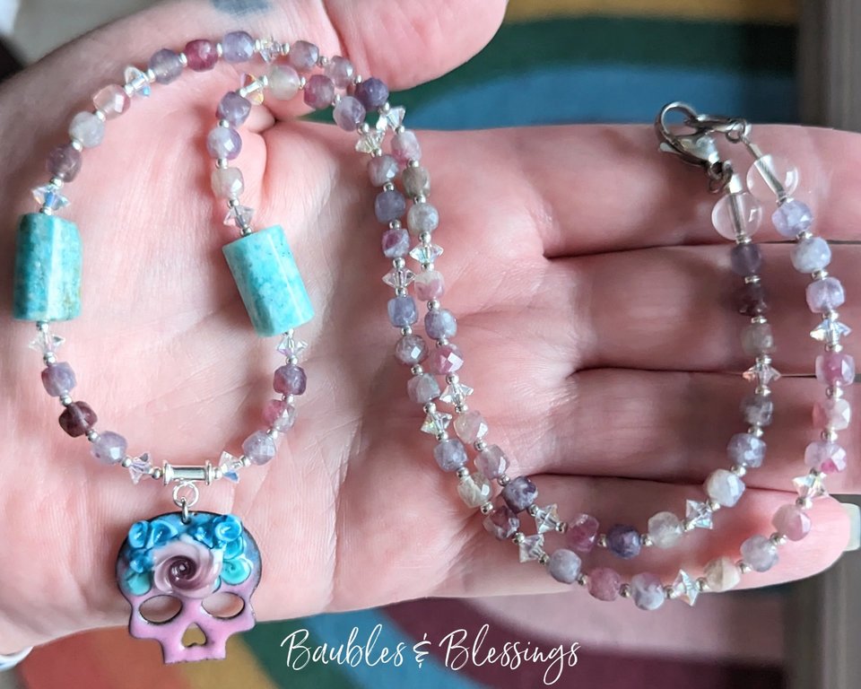 RESERVED for S: Lampwork Sugar Skull Necklace