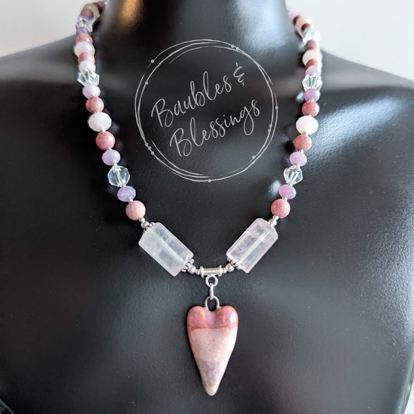 RESERVED for S: Pink & Purple Heart Necklace