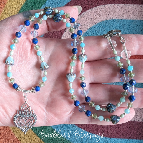 RESERVED for I: Blue Lotus Necklace