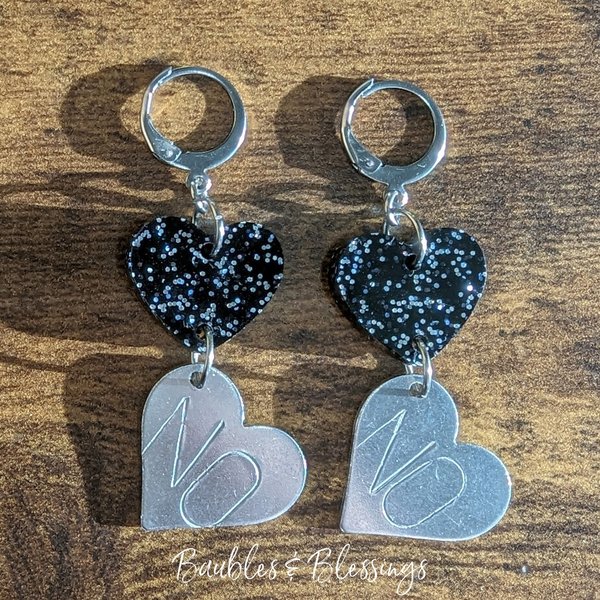 RESERVED for C: NO Earrings with Black Hearts