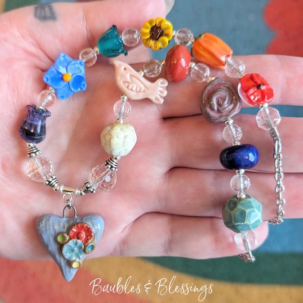RESERVED for C: Springy Rainbow Art Necklace