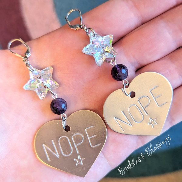 RESERVED for B: Starry NOPE Earrings
