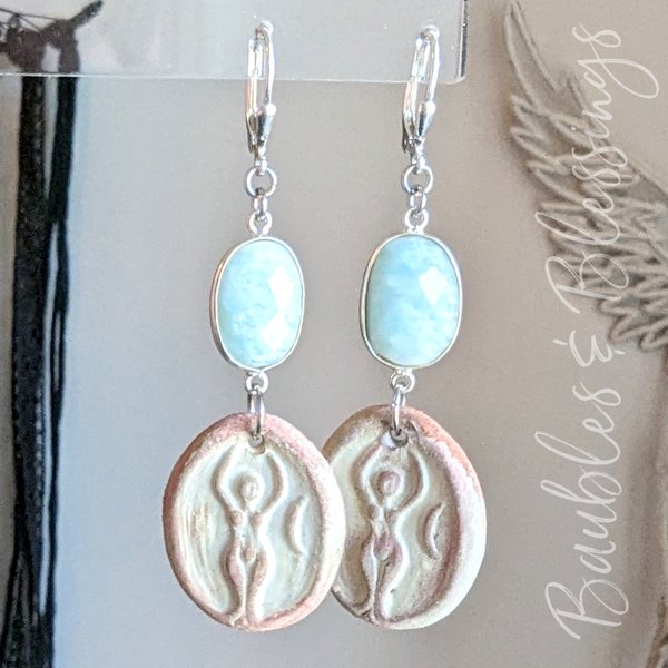 Earthy Goddess Earrings with Faceted Sodalite Links