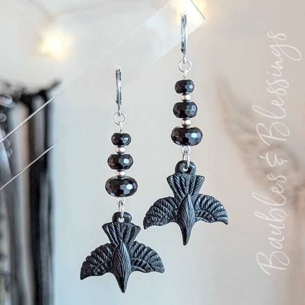 Dark & Moody Raven Earrings with Graduated Onyx Beads (MTO)