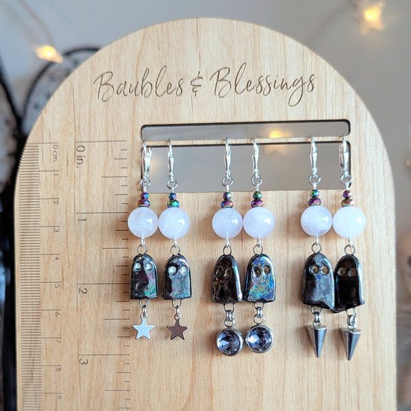 RESERVED for B: Ghost Earrings w Stars