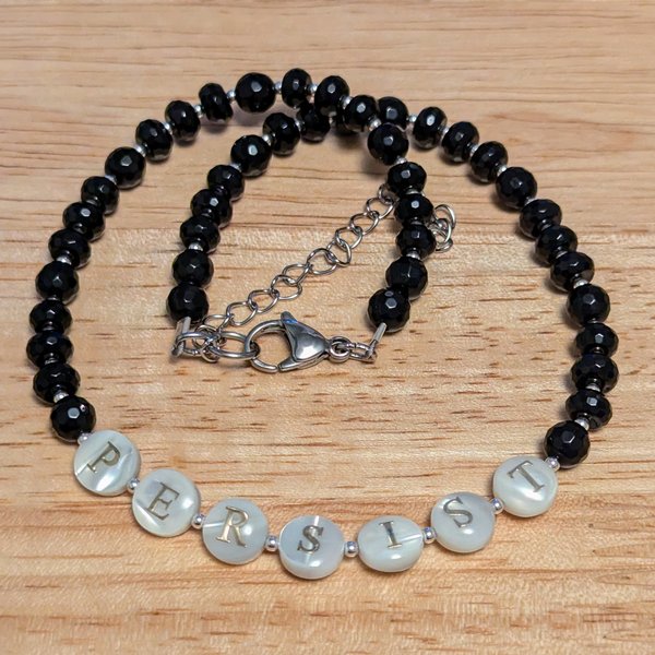 RESERVED for J: Custom PERSIST Necklace with Onyx