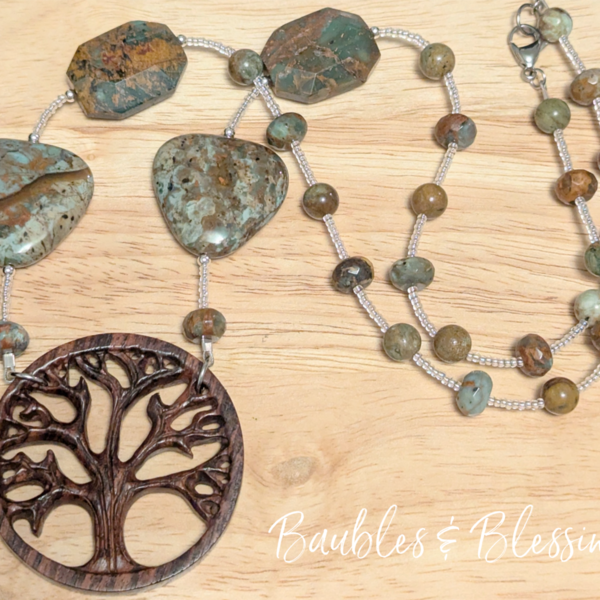 RESERVED for D: Tree Necklace with Green Opal