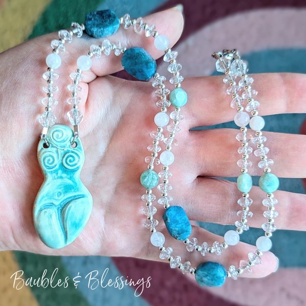 RESERVED for J: Aqua Goddess Necklace