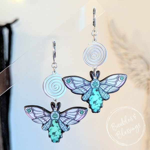 Maryjane Moth Earrings with Stainless Spirals