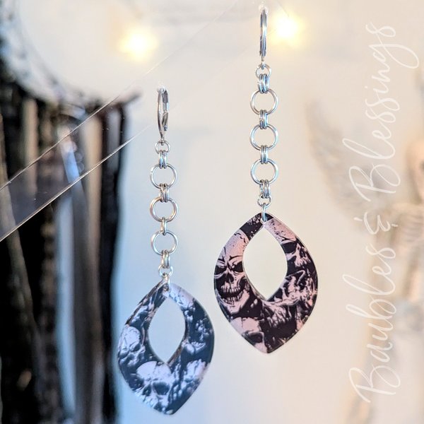 Witchy Kitty Earrings with Stainless Crescent Moons