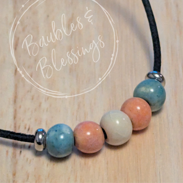 Fidget-Friendly Ceramic Trans Flag Necklace