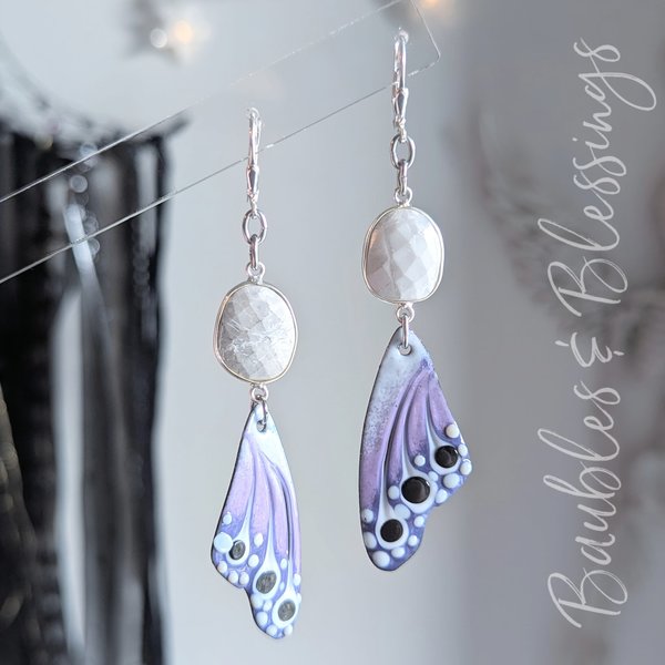 Lampwork Enameled Butterfly Wing Earrings 