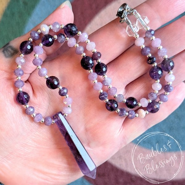 Crown/Third Eye Chakra Necklace with Amethyst