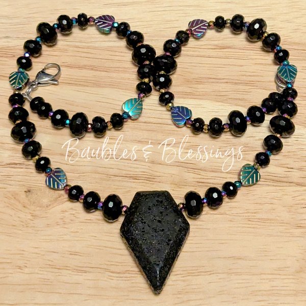 RESERVED for L: Onyx & Hemalyke Shield Necklace
