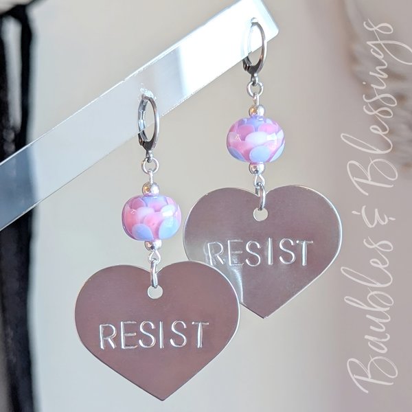 Resistance is Love: Earrings with Trans Pride Flowers