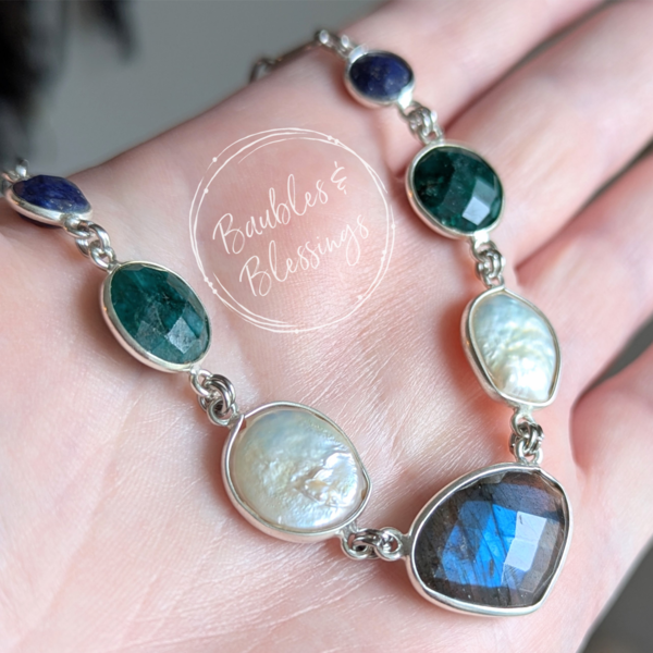 RESERVED for D: Pearl & Gemstone Link Necklace