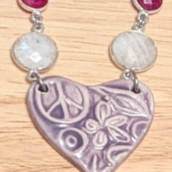 RESERVED for S: Hippie Heart & Gemstone Necklace