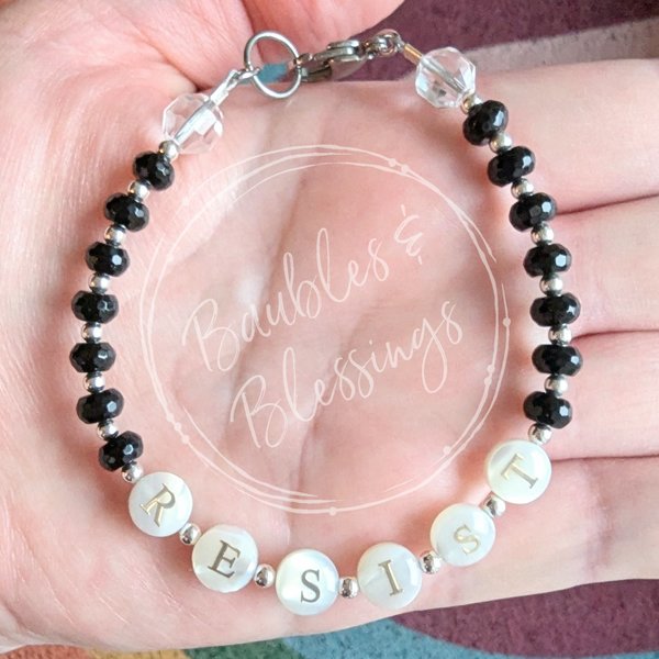 RESIST Bracelet with Black Onyx & Mother of Pearl