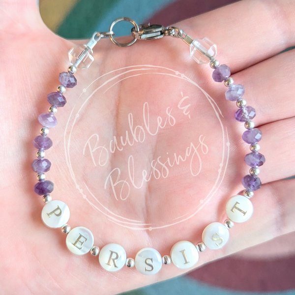 PERSIST Bracelet with Amethyst & Mother of Pearl