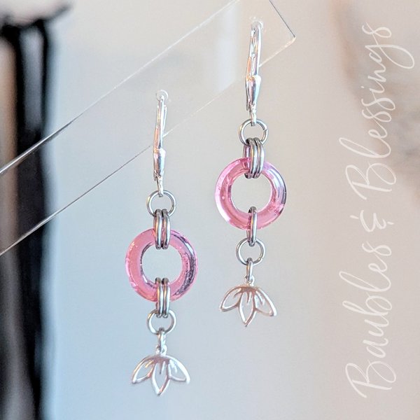 Petite Cherry Blossom Earrings with Recycled Glass