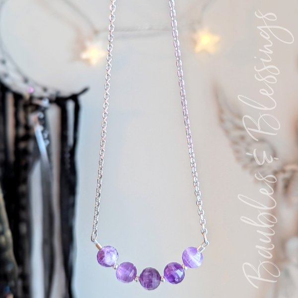 Simple Amethyst Necklace: Third Eye & Crown Chakras
