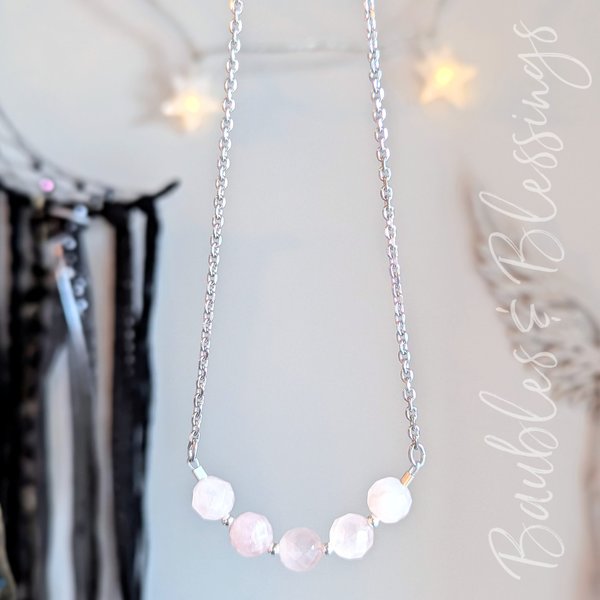 Simple Rose Quartz Necklace: Heart Chakra
