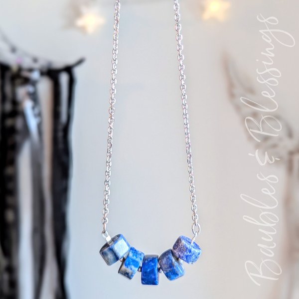 Simple Lapis Lazuli Necklace: Throat & Third Eye Chakras