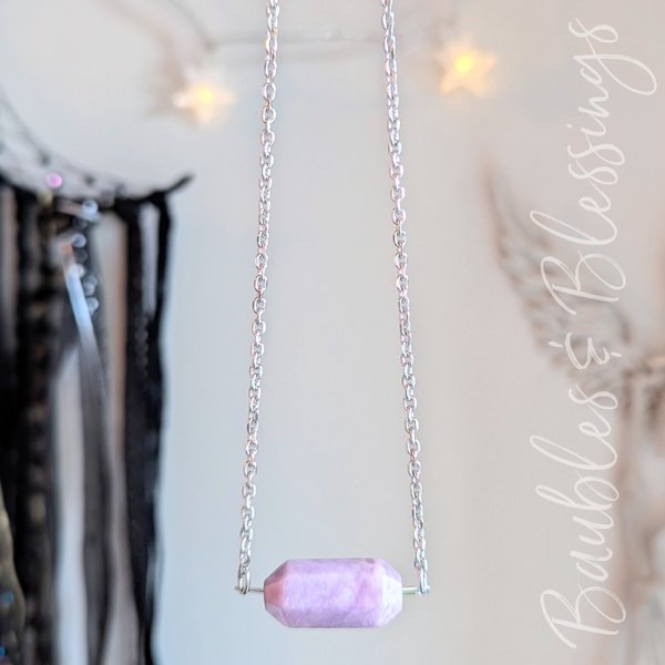 Simple Lepidolite Necklace: Heart & Higher Chakras