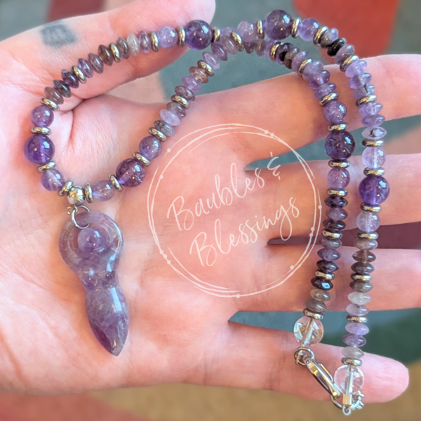 Amethyst & Stainless Steel Goddess Necklace