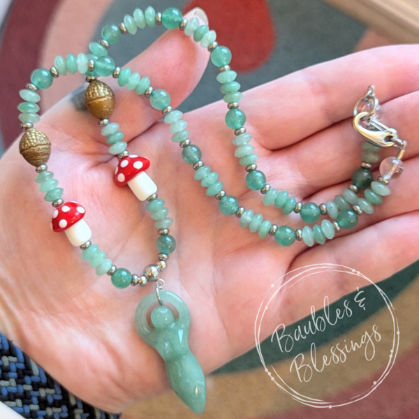 Earthy Goddess Necklace with Aventurine & Mushies