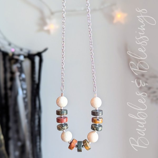 Simple Necklace with Red Creek Jasper & Riverstone