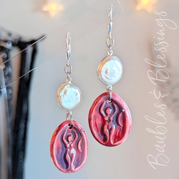 Sweet Goddess Earrings with Pearl & Sterling Silver