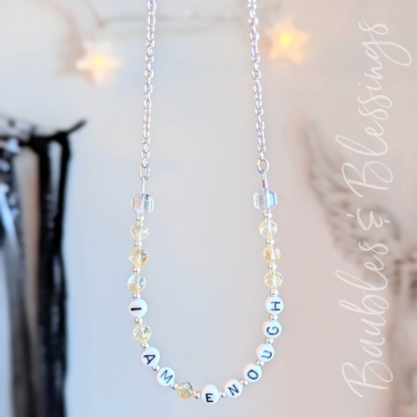 "I AM ENOUGH" Affirmation Necklace with Citrine