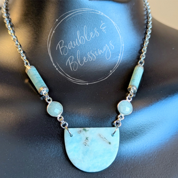 Petite Hemimorphite Necklace with Amazonite