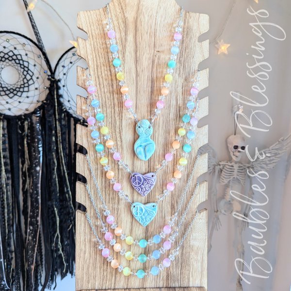 RESERVED for A: Rainbow Selenite Necklace with Goddess