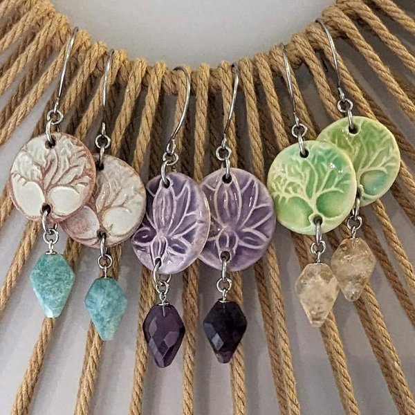 Tree of Life Earrings with Beadfreaky Links & Gem Drops