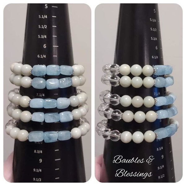 Chunky Abundance Bracelets with Amazonite & Aquamarine