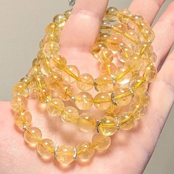 Citrine Stretch Bracelets with Triquetra Bead Caps