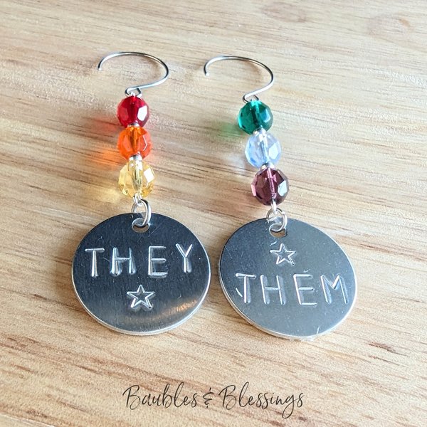 Rainbow Pride Earrings with Stamped Charms